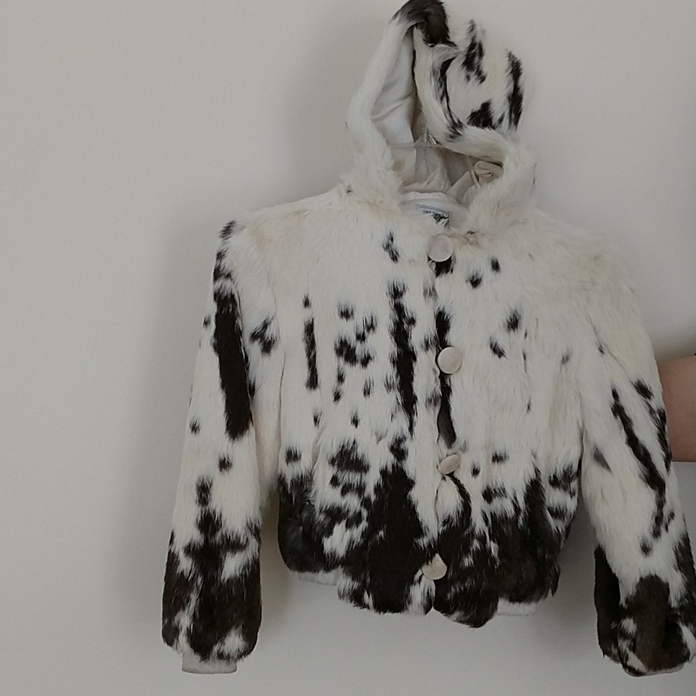 Rabbit fur coat, with hood. - Picture 2 of 5